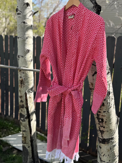 Adult Red Flat-Woven Bath Robe